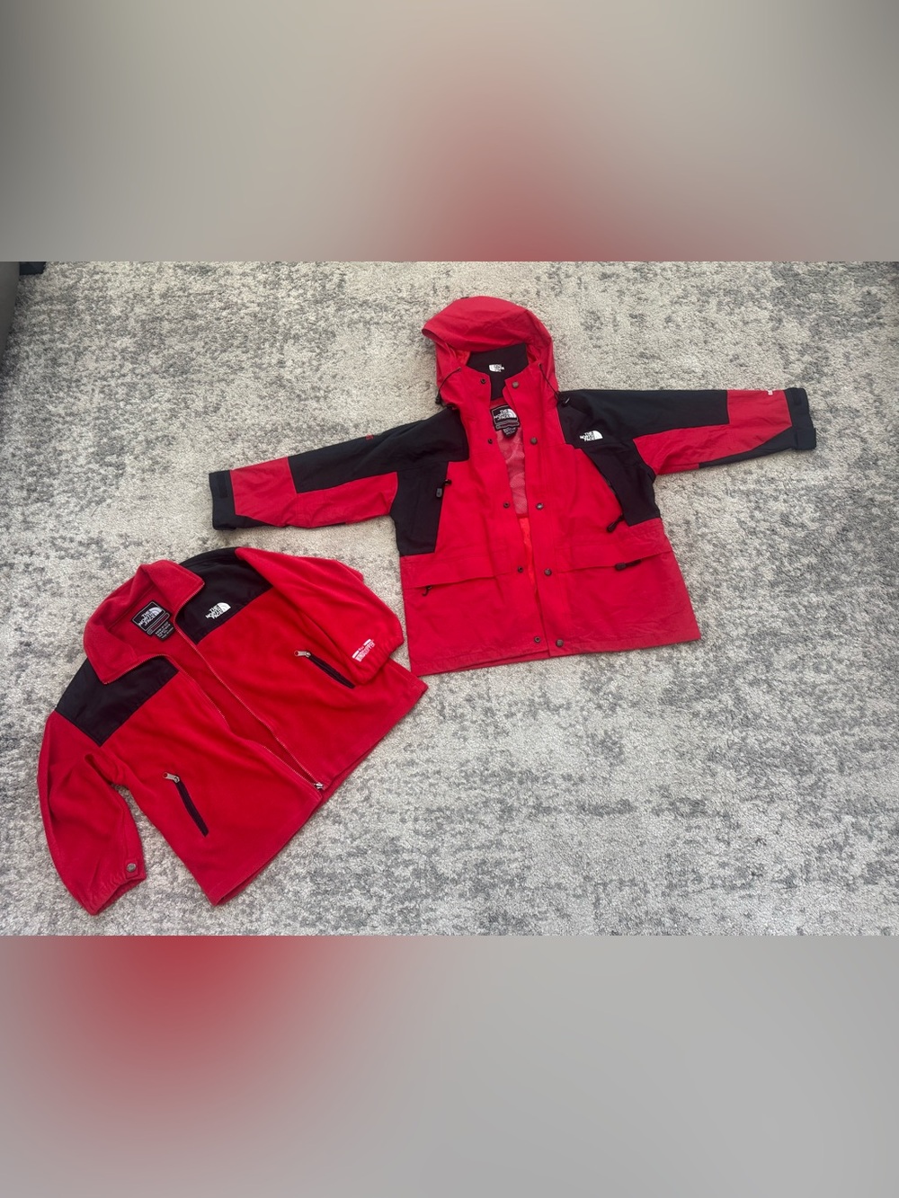 The North Face Summit Series Youth XL 2 Piece Jacket Fleece Red Black